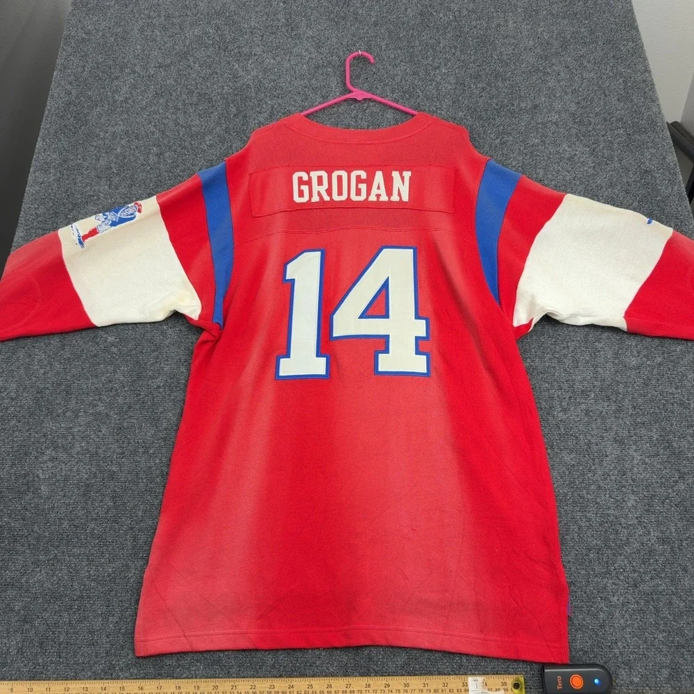 New England Patriots Reebok Jersey L Red Cotton Steve Grogan Heavyweight Vintage